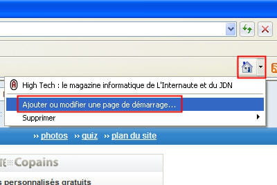 l'option correspondante sur internet explorer.