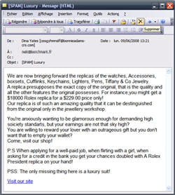 un exemple de spam