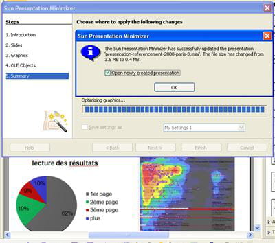l'extension a réduit la présentation de 3,5 mb à 0,4 mb, en l'optimisant pour la