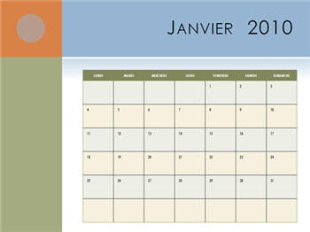 un modèle de calendrier sous powerpoint