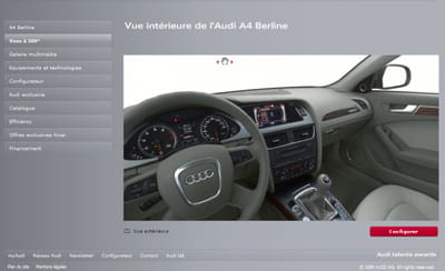 audi propose des vues de ses modèles à 360° de grande qualité