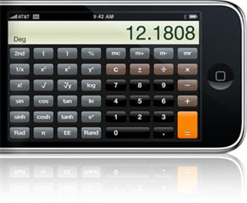 en position verticale, l'écran du téléphone se mue en calculatrice scientifique