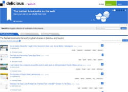 la page d'accueil de delicious
