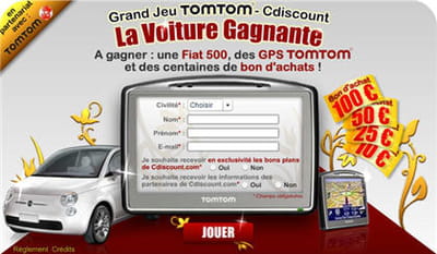 exemple d'un jeu concours organisé par cdiscount en partenariat avec tomtom
