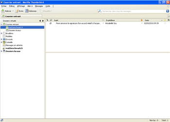 capture d'écran du logiciel thunderbird 3.0.3 sous windows xp.