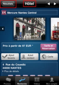 l'application accorhotels.com indique clairement au mobinaute où il se trouve et