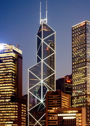 a hong kong, la tour de la bank of china est l'un des plus hauts sièges sociaux