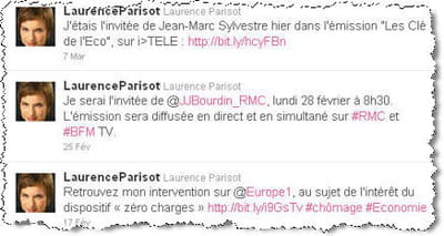 ses tweets sur son agenda médiatique.