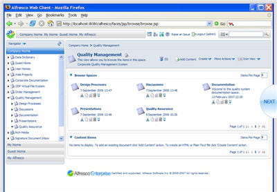 le module de gestion de contenu sous alfresco