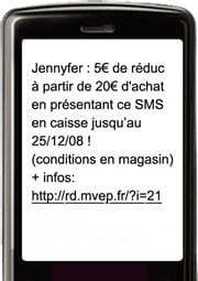 exemple de sms promotionnel envoyé aux abonnées du programme relationnel de la