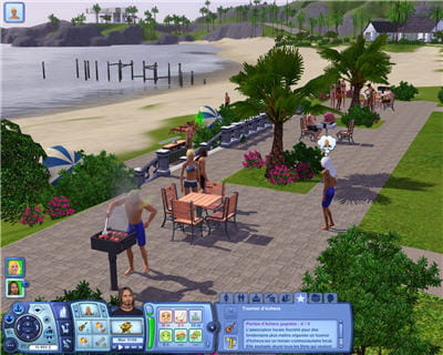 un barbecue sur la plage, par un bel après-midi, en maillot de bain.