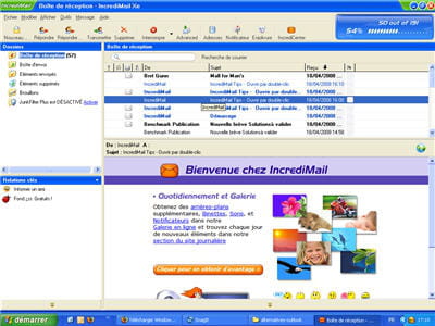 l'interface colorée de incredimail xe