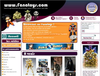 home page du site fanatoys.com