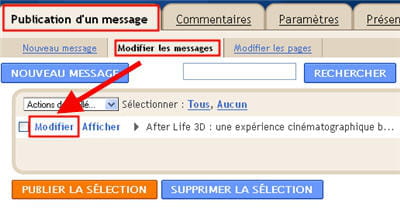 copie d'écran de l'interface de modification d'un article existant sous blogger.