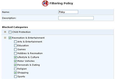 application de filtrage des pages web