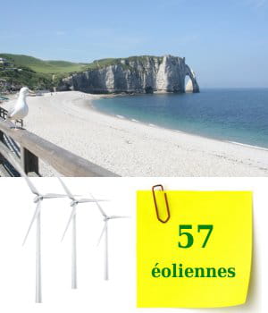 la haute-normandie possède 57 éoliennes au 1er janvier 2010.