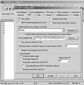figure 28-2 : installation de la complétion sous ultraedit