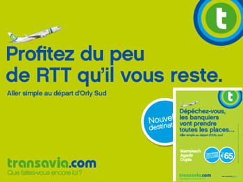 deux exemples d'affiches extraites de la campagne pour la compagnie low cost