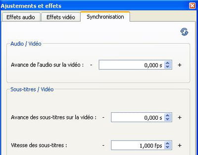 l'option synchronisation de vlc