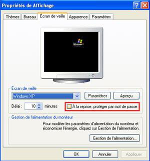 paramétrer l'écran de veille sous windows.