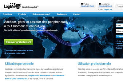 la page d'accueil du site