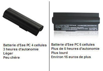deux batteries d'eee pc