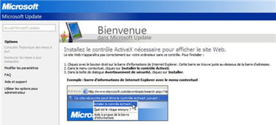 l'écran de téléchargement des mises à jour de sécurité sur le site windows