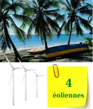 quatre éoliennes sont installées en martinique.