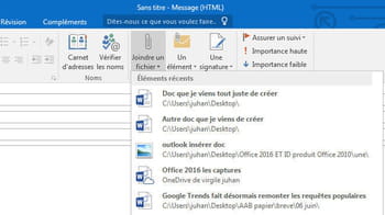 les documents récemment utilisés peuvent rapidement devenir des pièces jointes