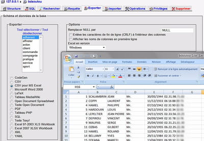 figure 10-21 - exportation au format csv pour excel