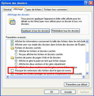 le menu options des dossiers sous l'explorateur de documents.