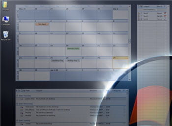 calendrier et contacts s'affichent joliment en transparence