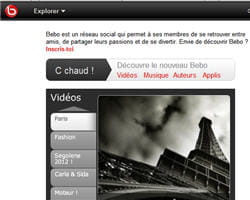 le site communautaire bebo, racheté par aol pour 850 millions de dollars.