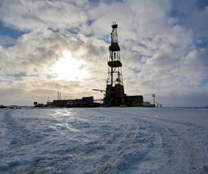le site d'exploitation de timano-pechora, dans le nord de la russie.