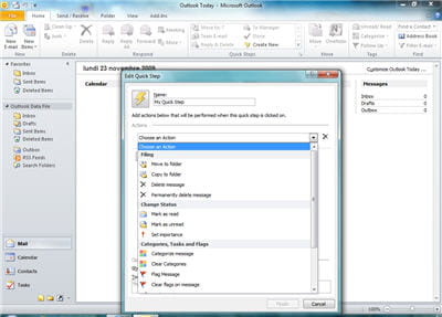 quick step : l'outil de création d'actions rapides d'outlook