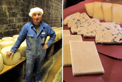 l'affinage du cantal se fait principalement en tunnel. le fromage est tranché