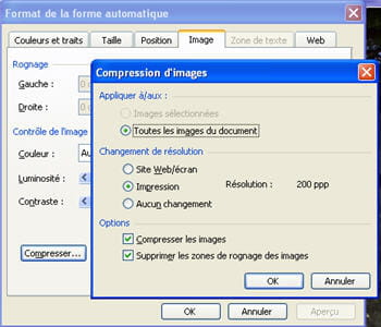 l'option de compression des images sous powerpoint