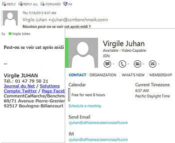 pour chaque contact, de nouvelles cartes de visites s'affichent.