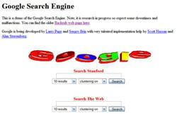 la première version de démonstration de google, issu du projet backrub.