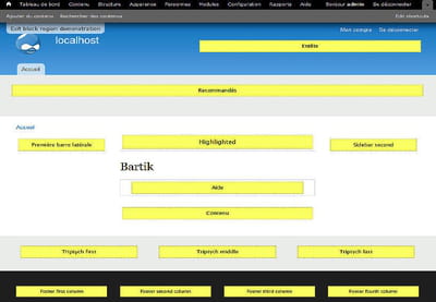 les blocs des pages drupal peuvent facilement être repositionnés via l'interface