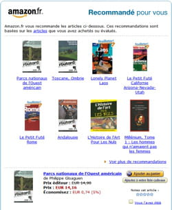 exemple d'une campagne cross selling d'amazon, personnalisée en fonction des