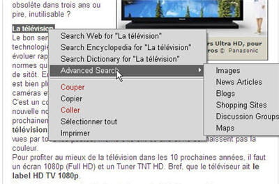 on sélectionne un mot et on a accès à tout rapidement