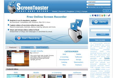 copie d'écran de la page d'accueil du site