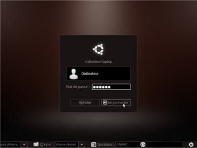 l'écran de login