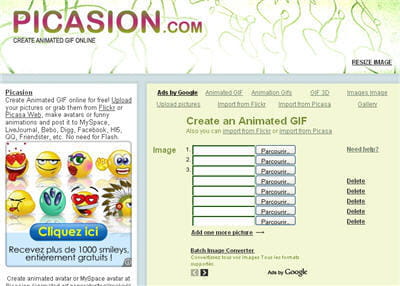 la page d'accueil du site