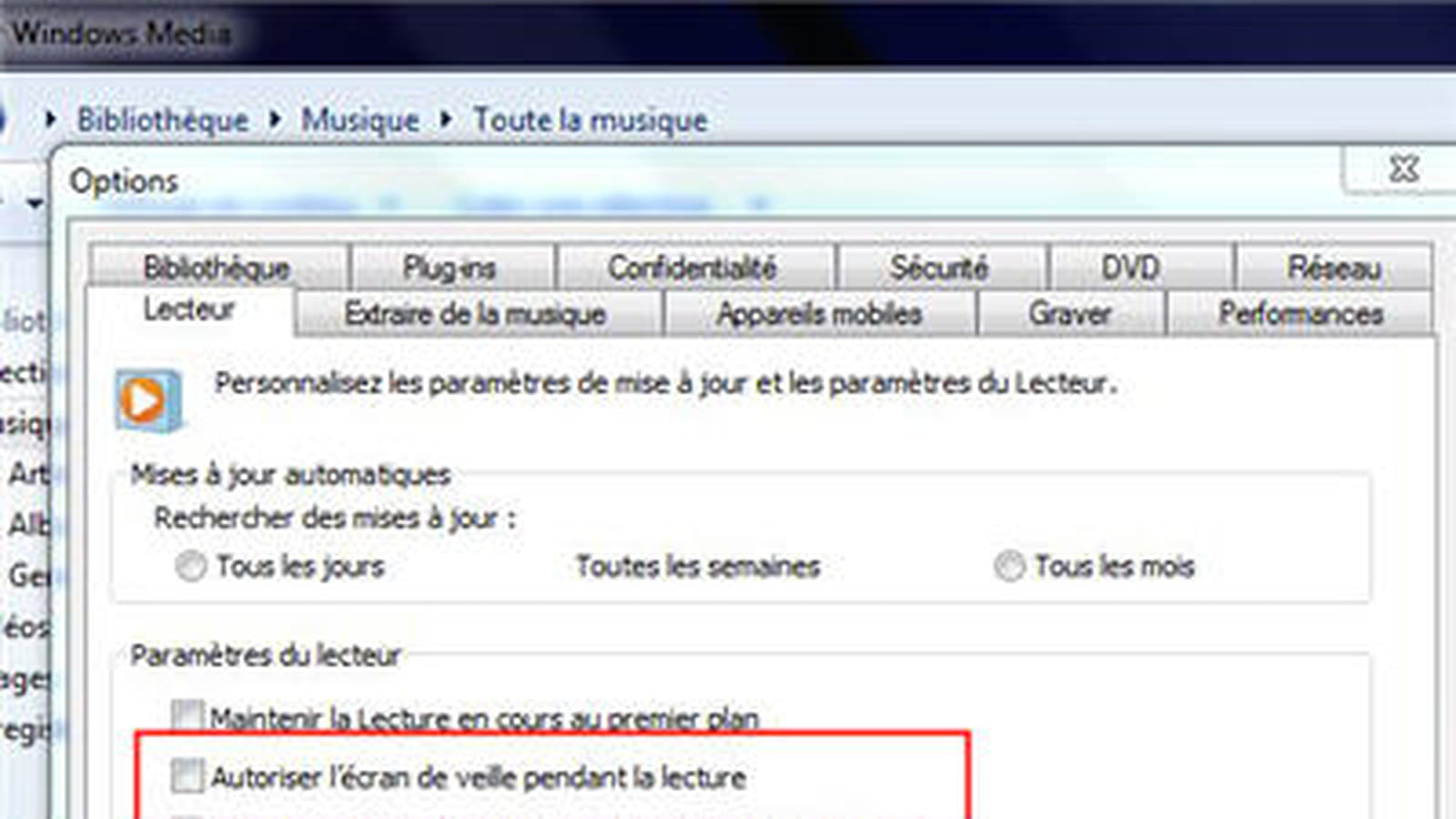Mise en veille et lecture vidéo