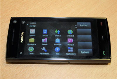 le menu principal sur le nokia x6