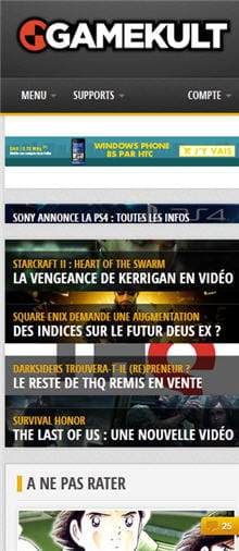 le site gamekult en responsive design 