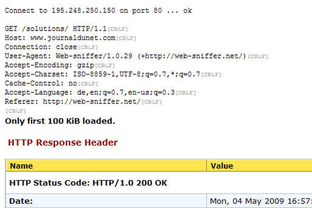  sniffer que dit le serveur