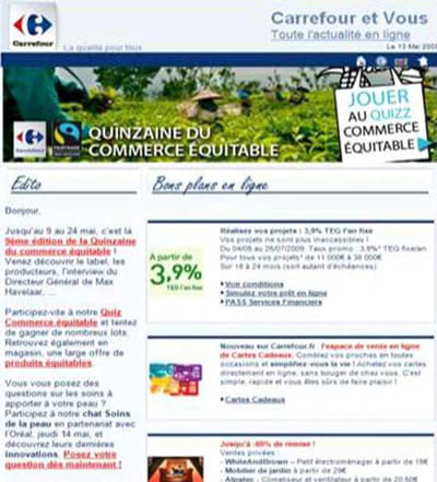 extrait de l'e-mailing de carrefour 